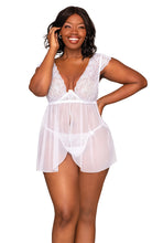 Load image into Gallery viewer, Lace Mesh Babydoll & G-String Set