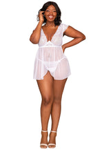 Load image into Gallery viewer, Lace Mesh Babydoll & G-String Set