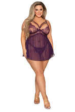 Load image into Gallery viewer, Eyelash lace with black cording babydoll
