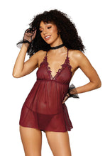 Load image into Gallery viewer, Novelty mesh embroidery babydoll, Two Piece Lingerie Set