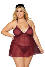Load image into Gallery viewer, Novelty mesh embroidery babydoll, Two Piece Lingerie Set