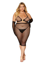 Load image into Gallery viewer, Stretch fishnet bra and slip skirt set, Two Piece Set