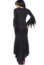 Load image into Gallery viewer, Floor Length Bodycon Gothic Dress with High Leg Side Slit and Plunging V-Cut