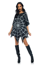 Load image into Gallery viewer, Gothic Glitter Spider Web Costume Poncho – Sparkling Halloween Cape for Women – One Size Fits Most