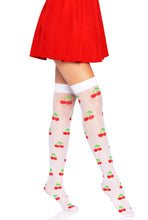 Load image into Gallery viewer, Cherry Dot Thigh Highs