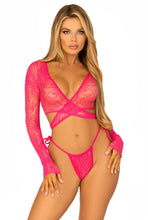 Load image into Gallery viewer, Two Piece Daisy Festive Outfit, Flirty Floral Lace 2-Piece Lingerie Set