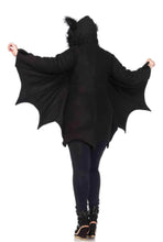 Load image into Gallery viewer, Cozy Bat Costume – Fleece Hoodie Dress with Bat Wings and Ears