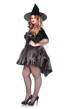 Load image into Gallery viewer, Black Magic Mistress Plus Size Witch Costume – 2-Piece Spellbinding Halloween Outfit