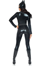 Load image into Gallery viewer, Captivating Crime Fighter Costume – 3 Piece Superhero Set with Quilted Zip-Up Catsuit, Utility Belt & Mask