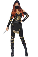 Load image into Gallery viewer, Stealth Ninja Costume for Women – 3 Piece Sexy Halloween Catsuit with Hood, Sash & Face Mask