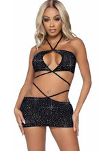 Load image into Gallery viewer, Two PC Rhinestone Skirt Set
