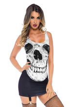 Load image into Gallery viewer, Skeleton Skull Garter Bodycon Mini Dress