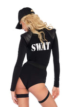 Load image into Gallery viewer, SWAT Team Babe Costume for Women with Zipper Bodysuit, Belt, and Accessories
