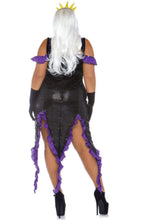 Load image into Gallery viewer, Sultry Sea Witch Costume Set, velvet dress with Crown headband