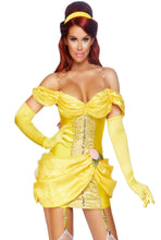 Load image into Gallery viewer, Storybook Bombshell Costume for Women – 3 PC Sexy Princess Mini Gown with Garters, Clear Straps & Headband