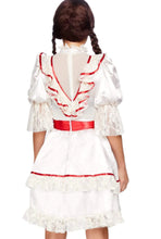 Load image into Gallery viewer, Haunted Doll Costume, Satin Lace-trimmed Antique Doll Dress