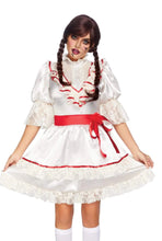 Load image into Gallery viewer, Haunted Doll Costume, Satin Lace-trimmed Antique Doll Dress