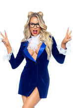 Load image into Gallery viewer, Sexy 60s Swinger Costume – Velvet Suit Dress with Lace Cuffs & Accessories