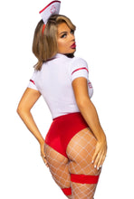 Load image into Gallery viewer, Nurse Feelgood Costume, Plunging-V Garter Bodysuit