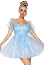 Load image into Gallery viewer, Frosted Organza Babydoll Dress, Ruffle-trim sweetheart neckline Mini Dress