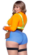 Load image into Gallery viewer, Nailed It Construction Worker Costume, Zip-Up Romper with Reflective Garter Harness
