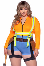 Load image into Gallery viewer, Nailed It Construction Worker Costume, Zip-Up Romper with Reflective Garter Harness