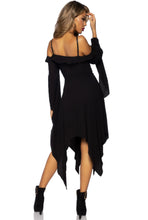 Load image into Gallery viewer, Bell Sleeved Peasant Dress with Bell Sleeves & Scarf Skirt