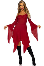 Load image into Gallery viewer, Bell Sleeved Peasant Dress with Bell Sleeves & Scarf Skirt