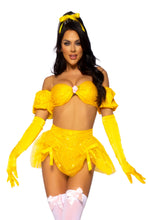 Load image into Gallery viewer, Fairytale Beauty Costume for Women – 4 PC Storybook-Inspired Bra Top, High Waist Panty with Skirt, Puff Sleeves & Hair Ribbon