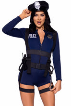Load image into Gallery viewer, Handcuff Hottie Cop Costume, Curve-hugging Zipper-Front Romper