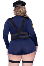 Load image into Gallery viewer, Handcuff Hottie Cop Costume, Curve-hugging Zipper-Front Romper