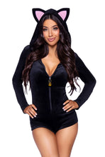 Load image into Gallery viewer, Plush Velvet Black Cat Onesie with Tail and Bell