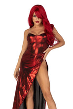 Load image into Gallery viewer, Two Piece Red Starlet Dress with High Slit Skirt and Detachable Clear Straps