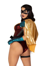 Load image into Gallery viewer, Sexy Robin Costume for Women – 5 Piece Superhero Outfit with Shimmer Bodysuit, Cape, Gloves & Mask