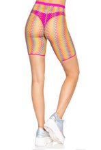 Load image into Gallery viewer, Ombre rainbow woven net biker shorts
