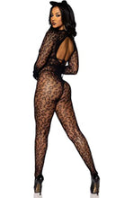 Load image into Gallery viewer, Seamless Leopard Net Gloved Catsuit
