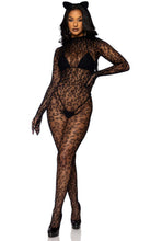 Load image into Gallery viewer, Seamless Leopard Net Gloved Catsuit
