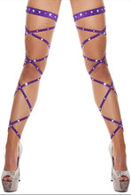 Load image into Gallery viewer, Criss Cross Rhinestone Thigh High, Rhinestone Stockings