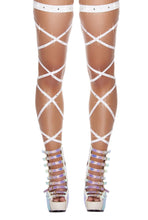 Load image into Gallery viewer, Criss Cross Rhinestone Thigh High, Rhinestone Stockings