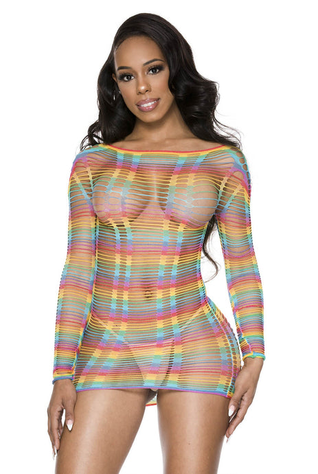 Multi Net Rainbow Mini Dress: A Colorful Fashion Statement