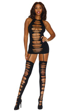 Load image into Gallery viewer, Slashed Opaque Bodystocking
