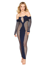Load image into Gallery viewer, Bodystocking gown with opaque front and back panels
