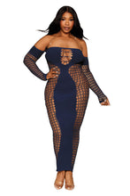 Load image into Gallery viewer, Bodystocking gown with opaque front and back panels

