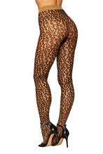 Load image into Gallery viewer, Two-tone knitted leopard pattern pantyhose
