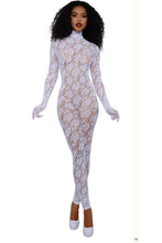 Load image into Gallery viewer, Seamless Large Rose Design Fishnet Catsuit Bodystocking
