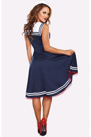 All Aboard Costume Set, Two Piece Midi-Length Sailor Dress