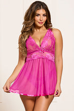 Load image into Gallery viewer, Two-Piece Floral Galloon Lace Babydoll Set
