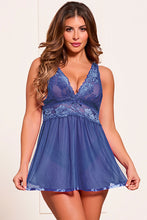 Load image into Gallery viewer, Two-Piece Floral Galloon Lace Babydoll Set
