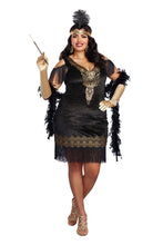 Load image into Gallery viewer, Gold-Flecked Swanky Flapper Dress Set
