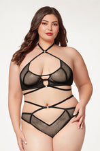 Load image into Gallery viewer, Fishnet mesh halter bra and bikini cut panty
